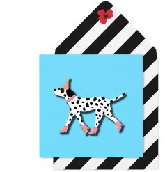 A bright and stylish 3D Dalmatian themed greetings card with envelope. Made in the UK.