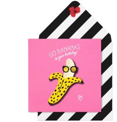 Go Bananas It's Your Birthday! A bright, bold and beautiful 3D greetings card made in the UK.