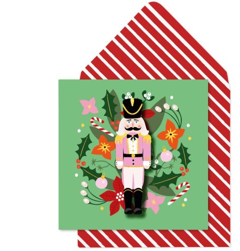 A cool and contemporary nutcracker themed greetings cards with vibrant colours and modern illustrations. 