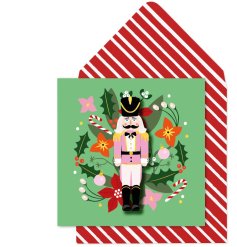A vibrant 3D greetings card with matching envelope. A popular nutcracker theme in funky colour.