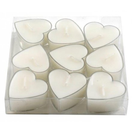 Pack of 9 Heart Shape T-lights,