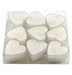 A pack of 9 heart shaped t-light holders. A chic candle for many uses in the home and for special occasions.