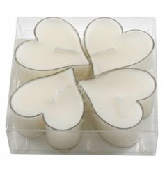A set of 4 chic heart shaped candle holders. A stylish candle item, perfect for pairing with your favourite holders.