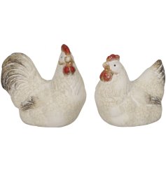 An assortment of 2 country living chicken and hen decorations. Beautifully detailed and coloured. A great accessory for 
