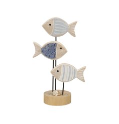 A charming coastal themed ornament with 3 painted fish and seashell detail 