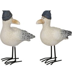 An assortment of 2 charming standing seagull ornaments. 