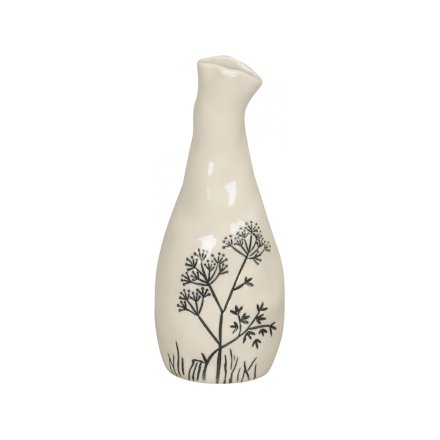 Black Flower Ceramic Vase, 18cm