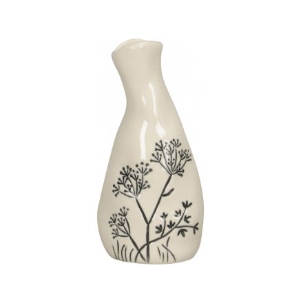 Black Flower Ceramic Vase, 12cm