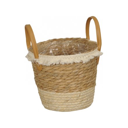 Woven Basket W/Tassels, 20cm
