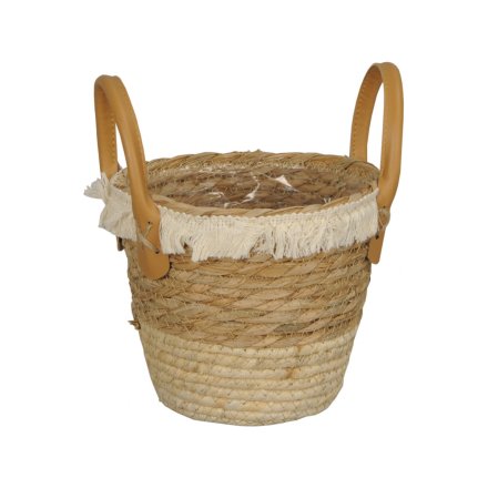 Woven Basket W/Tassels, 18cm