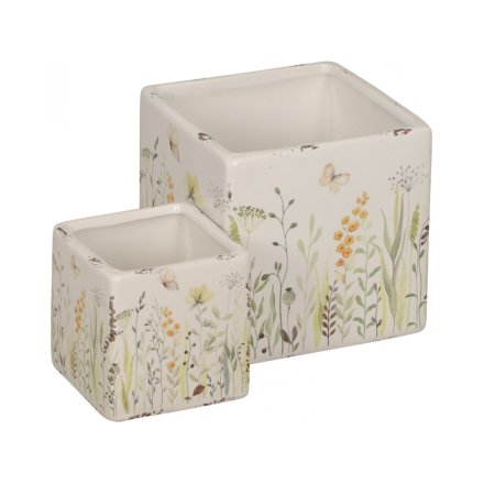 Yellow Meadow Planter, Set of 2