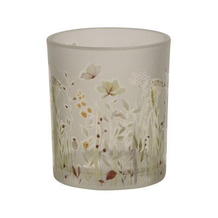 Yellow Meadow Frosted Candle Holder