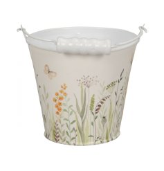 A beautiful bucket with a fresh and vibrant yellow meadow design. 