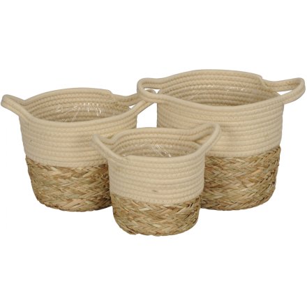 Yellow Meadow Woven Baskets, Set of 3