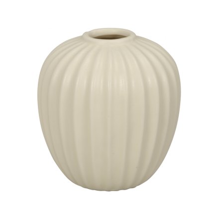 Ribbed Ceramic Vase, 9.5cm