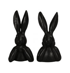 An assortment of 2 chic and contemporary black hare busts.