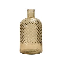 A beautifully textured glass vase in a rich honey colour. A stylish interior accessory.