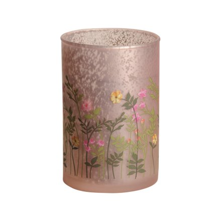 Pink Meadow Candle Holder, 12cm