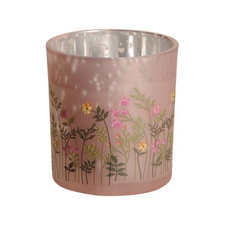 Pink Meadow Candle Holder, 8cm