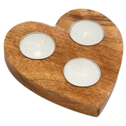Wooden Heart Candle Holder