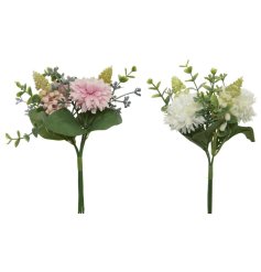 An assortment of 2 pretty flower bunches in vintage pink and white hues. 