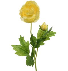 A fine quality artificial yellow Ranunculus stem. Beautiful as a single stem or group in a bouquet.
