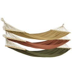 An assortment of 3 cotton hammocks in a mix of attractive earthy colours. Suitable for indoor and outdoor use. 