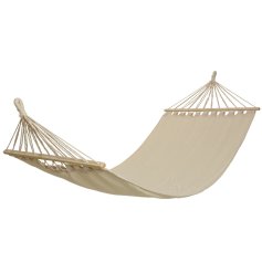 Relax in style with this bohemian inspired cream cotton hammock with chunky rope to hang. 