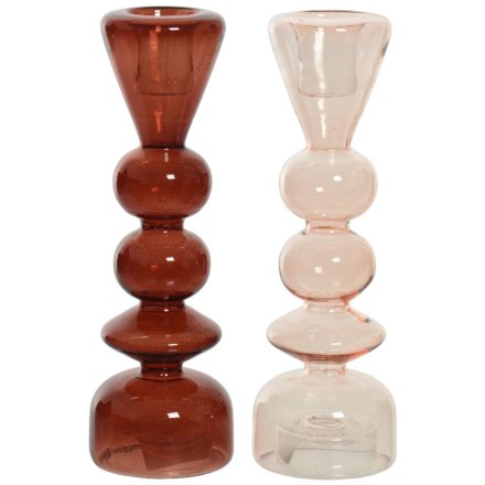 Coloured Glass Candle Holders, 2a