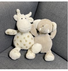 A giraffe and elephant plush soft toy from the popular Ellie & Raff range. 