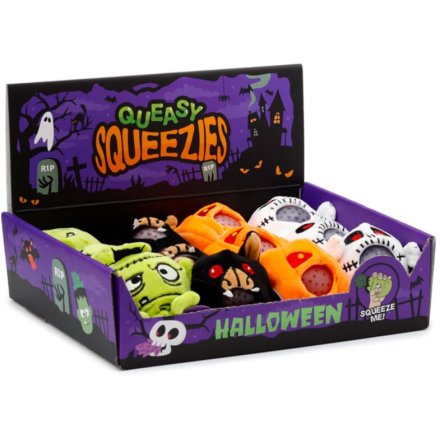 A mix of 4 pocket money priced soft toys. Each is halloween themed with a spooky surprise when squeezed.