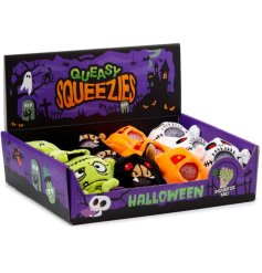 A mix of 4 pocket money priced soft toys. Each is halloween themed with a spooky surprise when squeezed.