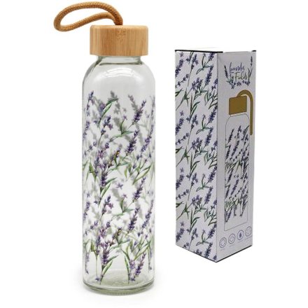 Lavender Fields Glass Water Bottle