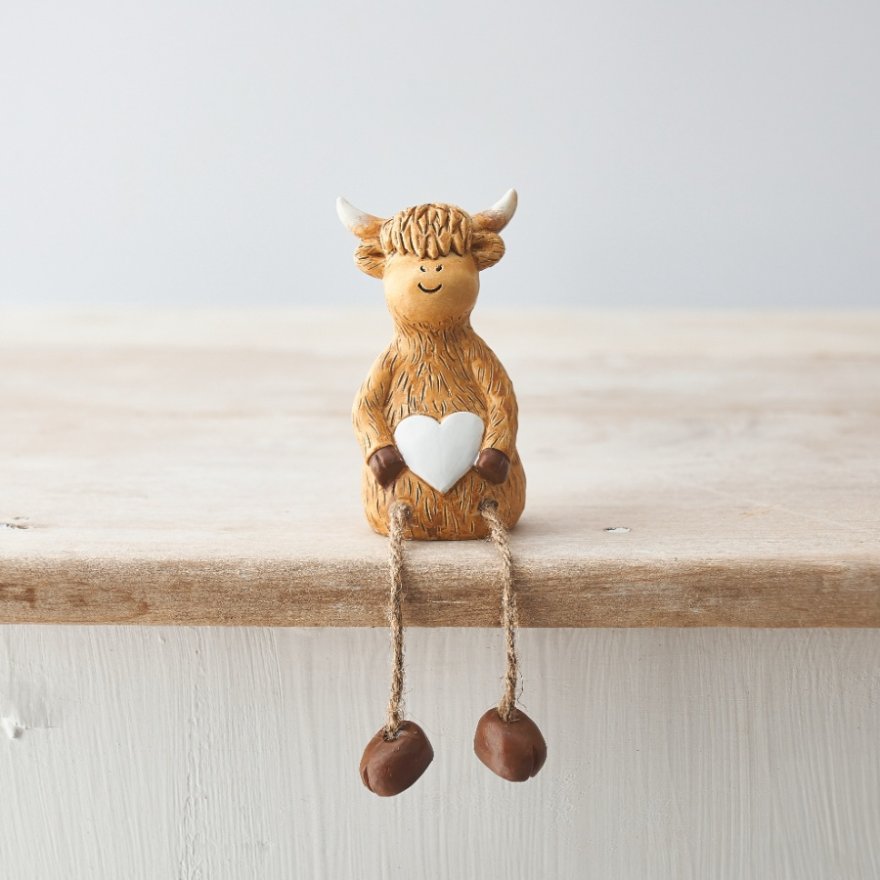 Heart Highland Cow Shelf Sitter, 9cm