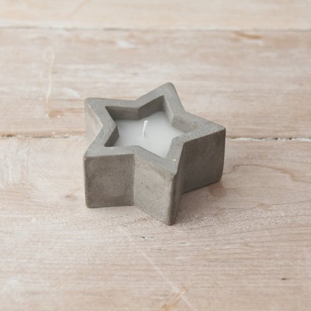 Cement Star Candle, 8.5cm