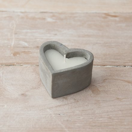 Concrete Heart Candle, 6.5cm
