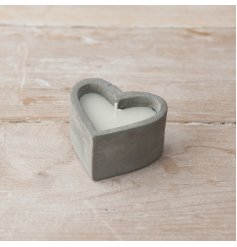 A rustic heart shaped candle made from concrete. A stylish accessory for the home, garden and events.