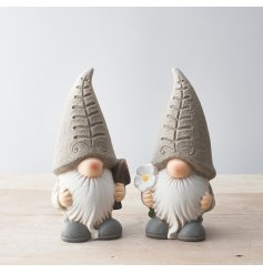 An assortment of 2 charming terracotta gonks, each with a gardening theme.