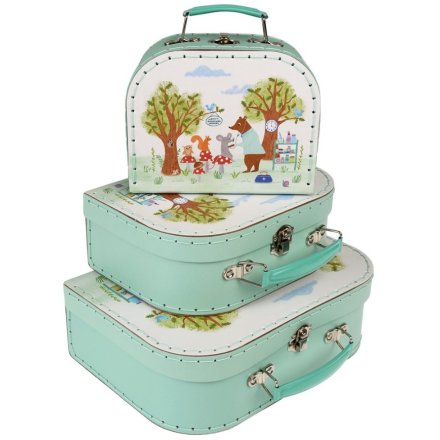 A set of three nesting storage cases, each with an enchanting woodland scene. A colourful design for children to enjoy. 