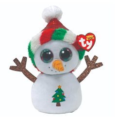 An adorable and unique TY snowman with sparkling twig arms, candy cane sparkling eyes and festive hat. 