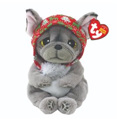An adorable TY Beanie Boo Christmas dog toy with knitted hat. 