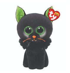 A unique, super soft TY Beanie Boo with sparkling green ears and eyes.