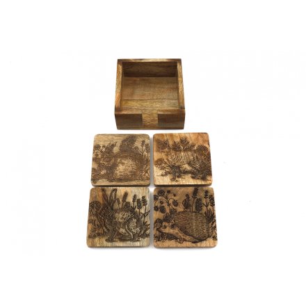 Forest Toile Wooden Coasters