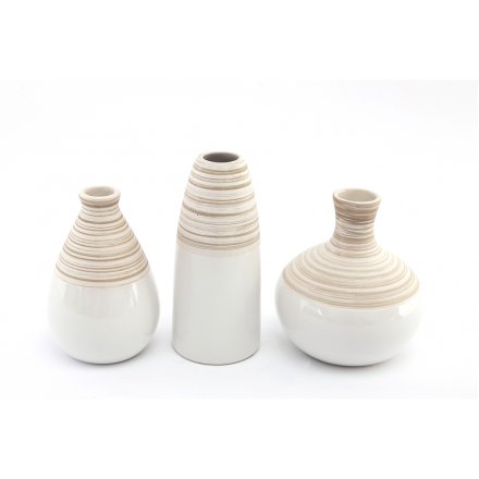 Set of 3 Mini White Vases