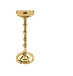 A chic gold candle stick candle holder for pillar candles.