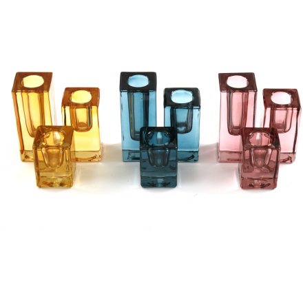 S/3 Glass Candle Holders