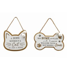 An assortment of a cat/ dog quote design wooden plaque.