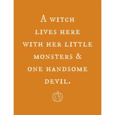 Halloween Witch Lives Here Mini Metal Sign