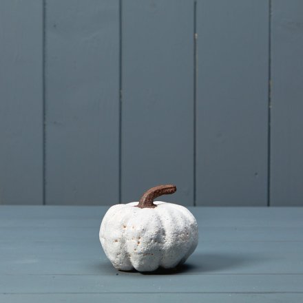 White Ceramic Pumpkin, 9.5cm