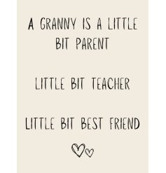 Gift your Granny with this heartfelt mini metal sign. Perfectly sized to pop in the post with a sweet sentiment. 